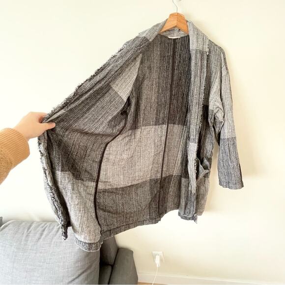 Eileen Fisher Color Block Shawl Collar Jacket Open Front One Size Fits All - Picture 7 of 10